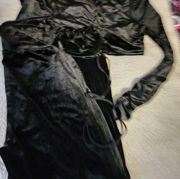 NWT Dolls Kill Luxurious Soft Velor Black Pant And Jacket Set - Picture 5 of 13